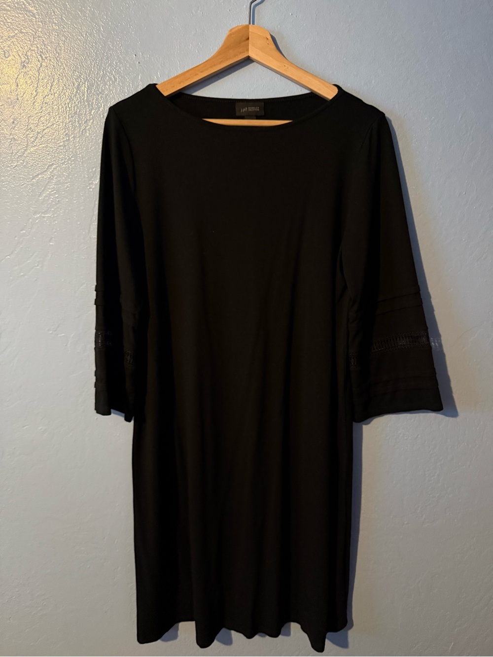 J. Jill Black Shift Dress with Lace-Trim Sleeves
